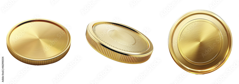 Set of gold coin on transparent background. Set of gold coin on transparent background.