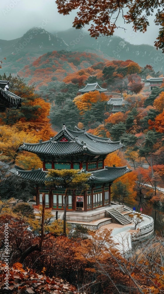 Obraz premium Chusok in South Korea, the nature of South Korea. architecture of South Korea