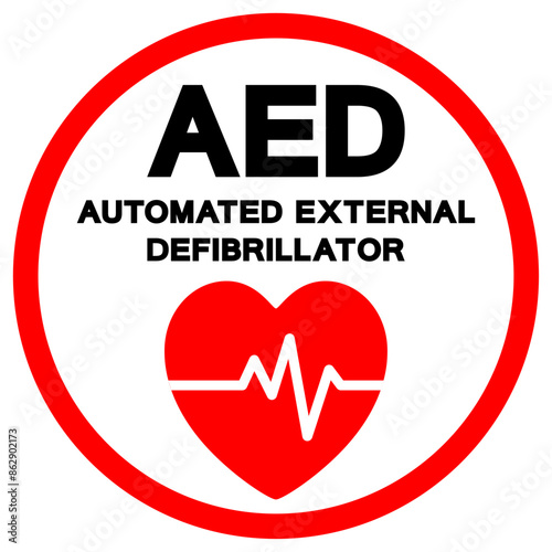 AED Automated External Defibrillator Symbol Sign, Vector Illustration, Isolate On White Background Label .EPS10
