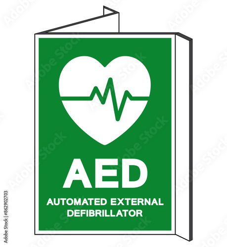 AED Automated External Defibrillator Symbol Sign, Vector Illustration, Isolate On White Background Label .EPS10