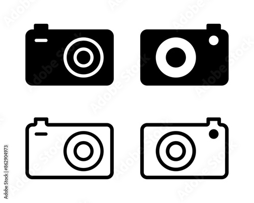 Camera icon set. Flat vector illustration of icon isolated on white background.