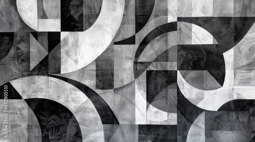 Abstract geometric shapes in shades of grey and white