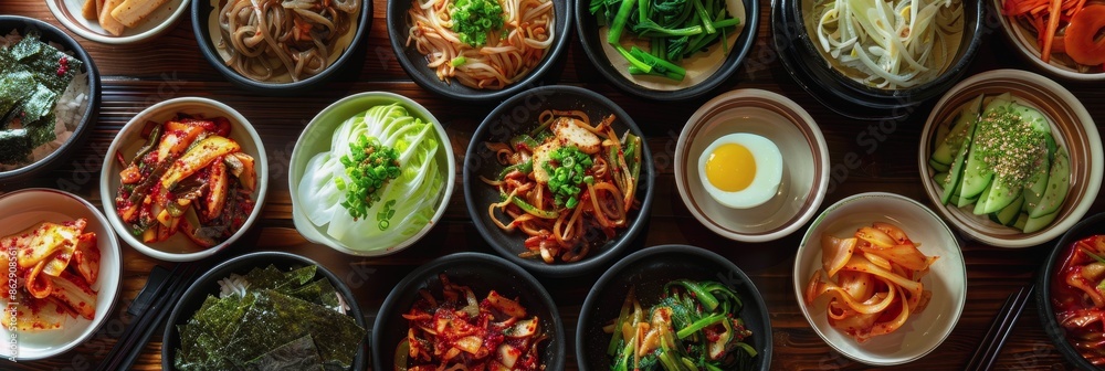 Asian cuisine. South Korean food on the street. a variety of Asian cuisine Asian cuisine. South Korean food on the street. a variety of Asian cuisine