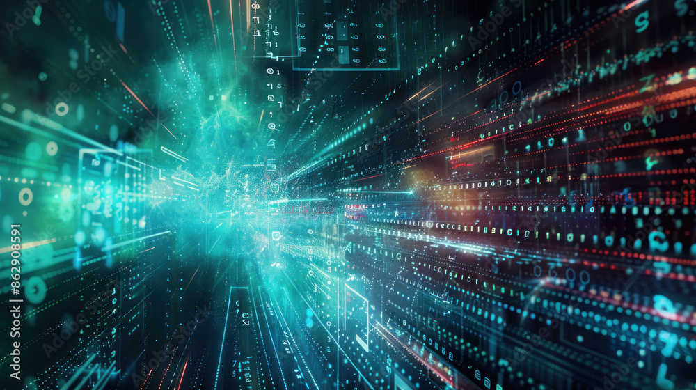 Fototapeta premium Digital background with cloud computing icons and data streams