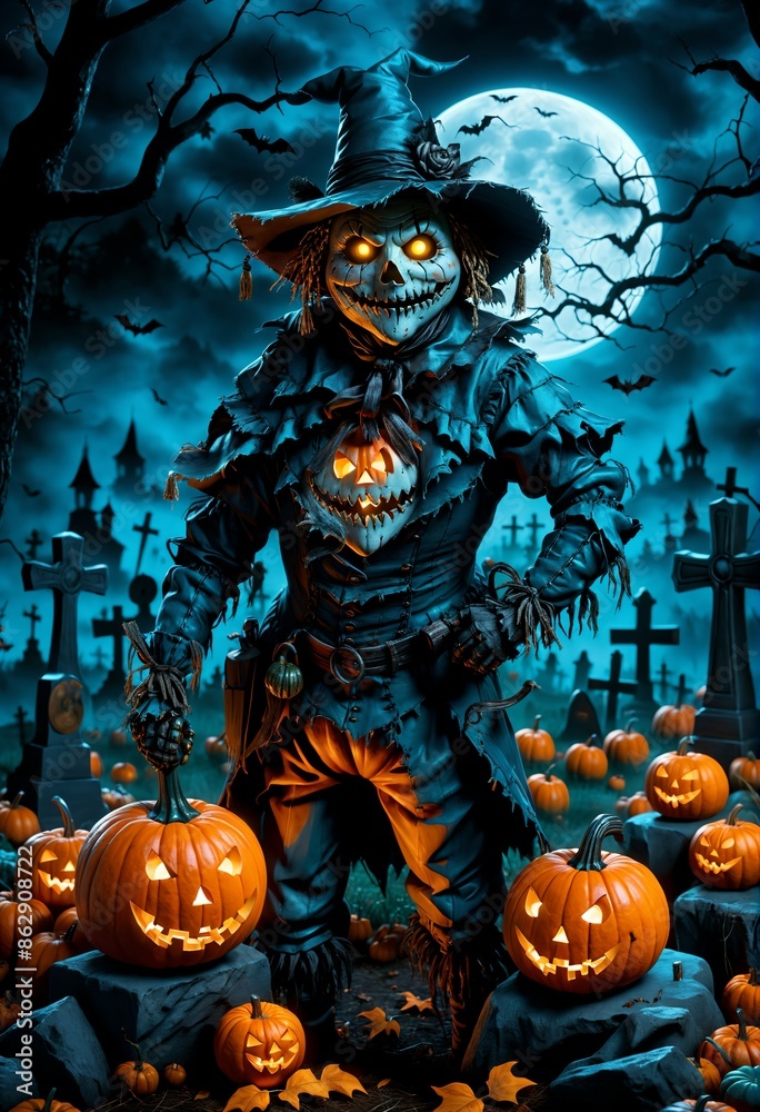 Halloween background with pumpkin and bats Halloween background with pumpkin and bats