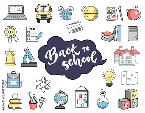 Back to school icons. Vector set of school icons. Cartoon icons education, school.