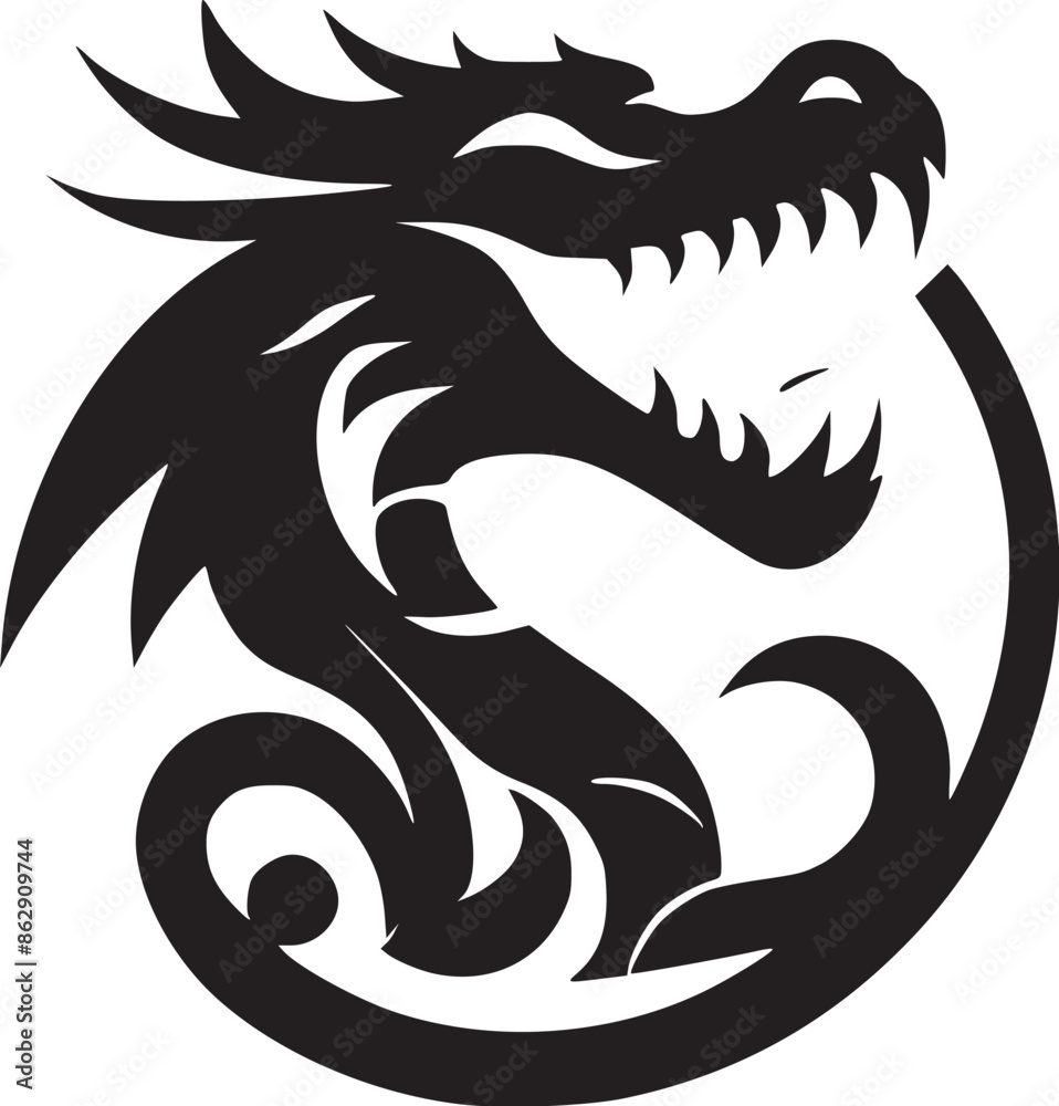 Black and White Lion Smile Happy Logo