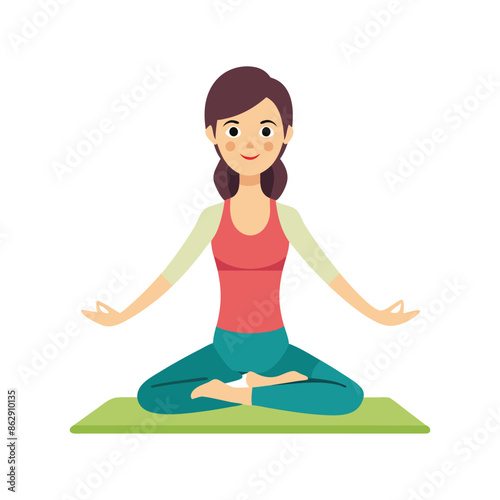 woman yoga icon vector art illustration