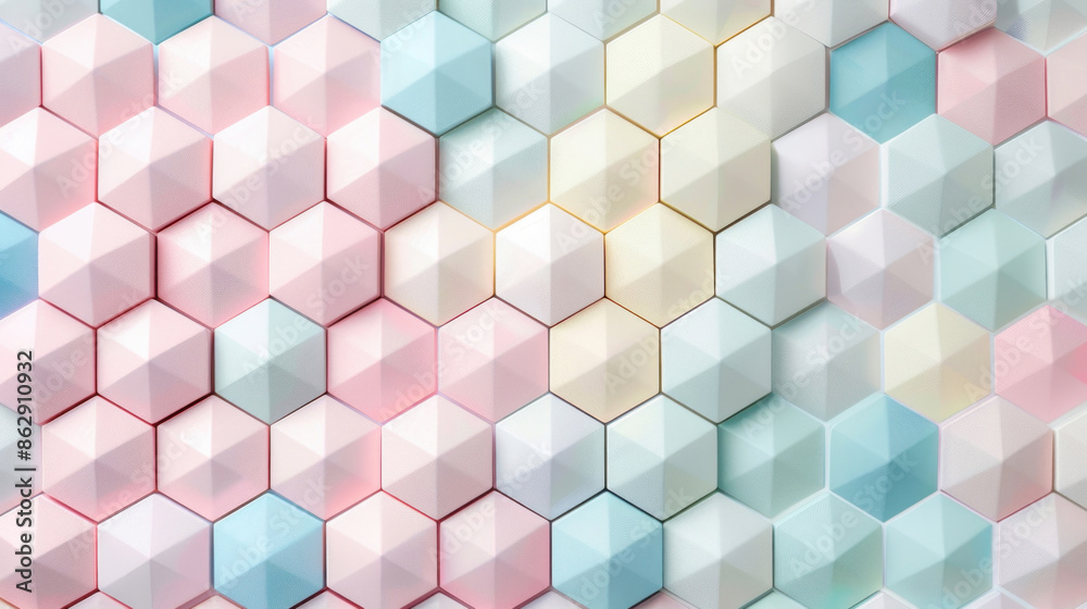 Obraz premium Geometric background with hexagonal patterns in pastel colors