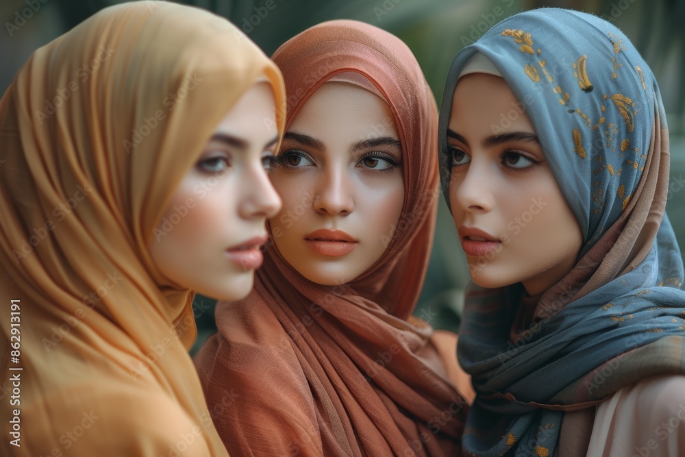 three hijaab girls are talking three hijaab girls are talking