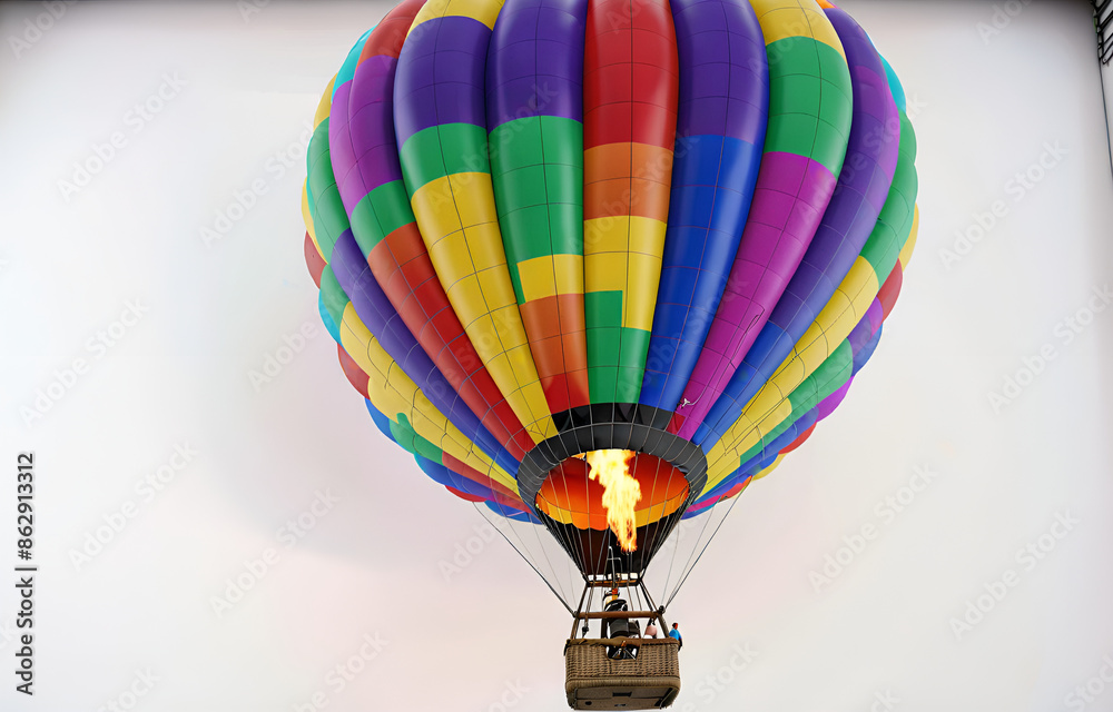 Fototapeta premium a colorful hot air balloon grounded on a ,white background,beauty