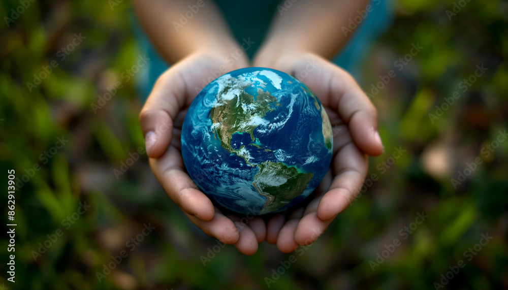 The image shows a pair of hands gently holding a small globe, symbolizing care for the Earth. The image shows a pair of hands gently holding a small globe, symbolizing care for the Earth.