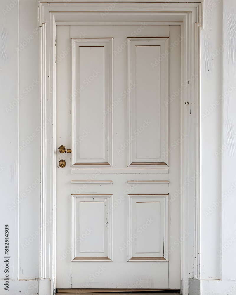 Classic framed white door isolated on white background Classic framed white door isolated on white background