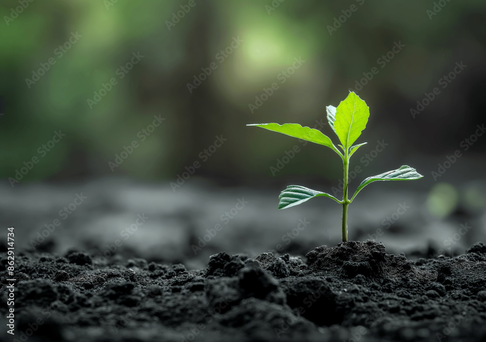 A small green seedling sprouts from dark soil, representing new growth and potential.
A small green seedling sprouts from dark soil, representing new growth and potential.