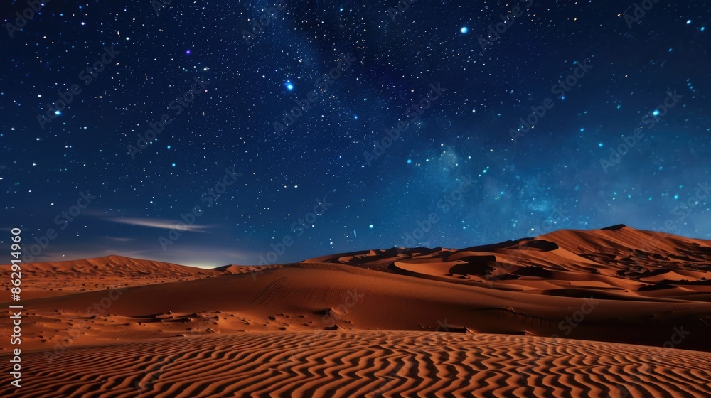 Serene Nights in the Sahara Desert: Starry Skies Over Endless Dunes