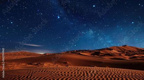 Obraz na płótnie Serene Nights in the Sahara Desert: Starry Skies Over Endless Dunes w salonie