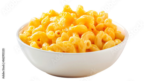 Classic macaroni and cheese bowl on transparent background