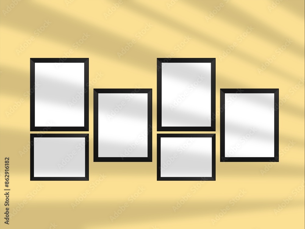 Blank mockup frame photo minimal with soft shadows and light overlay as template for design presentation, promotion, portfolios etc.