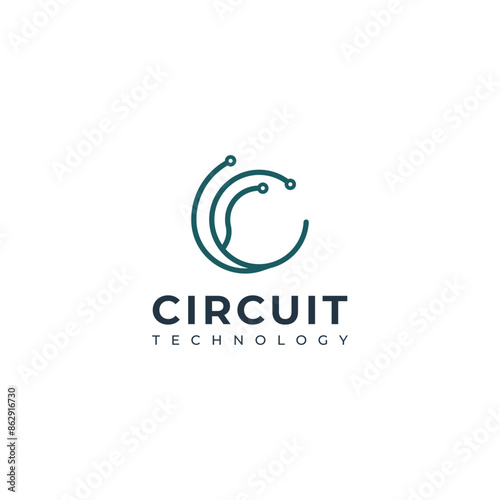 Circuit technology vector logo design.