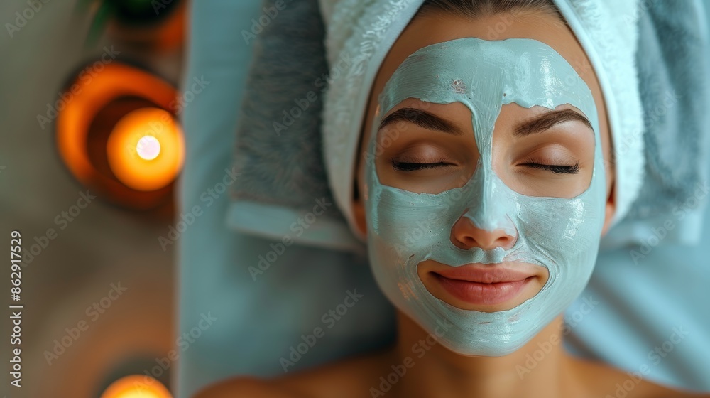  Woman gets face mask in a spa
