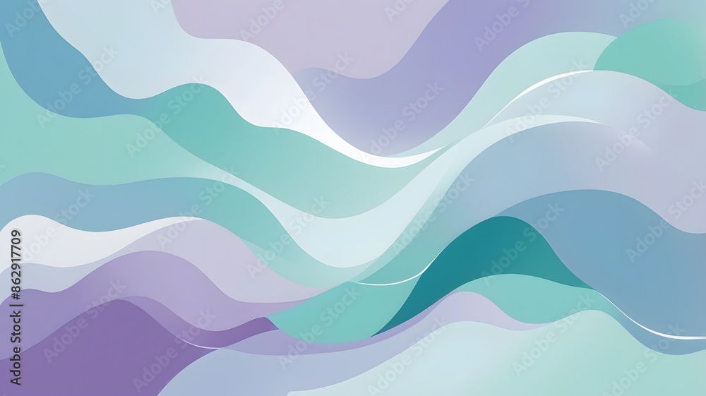 Fototapeta premium Bright and Elegant Abstract: Harmonious Blend of Blue Sky, Mint Green, and Lavender Purple