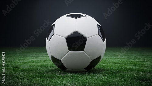 soccer ball on green grass isolated