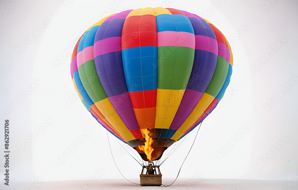 Fototapeta premium a colorful hot air balloon grounded on a ,white background,beauty