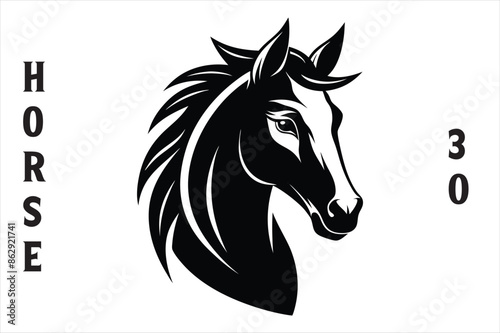 "Elegant Equine: Horse Head Silhouette Vector"