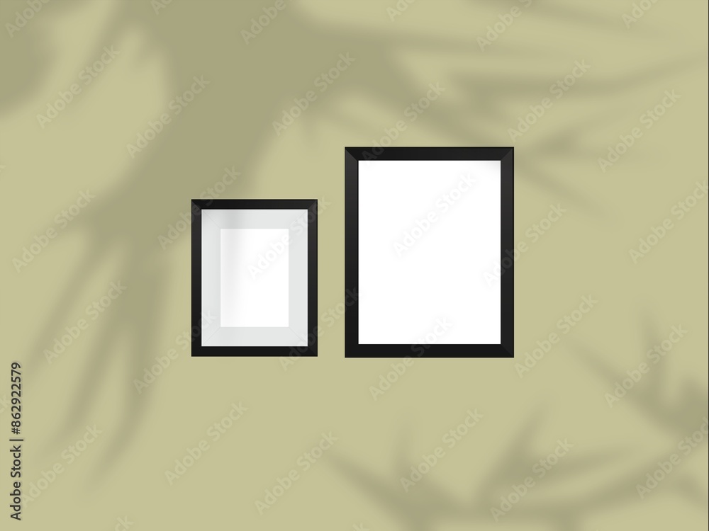 Photo frame mockup minimal with soft shadows and light overlay as template for design presentation