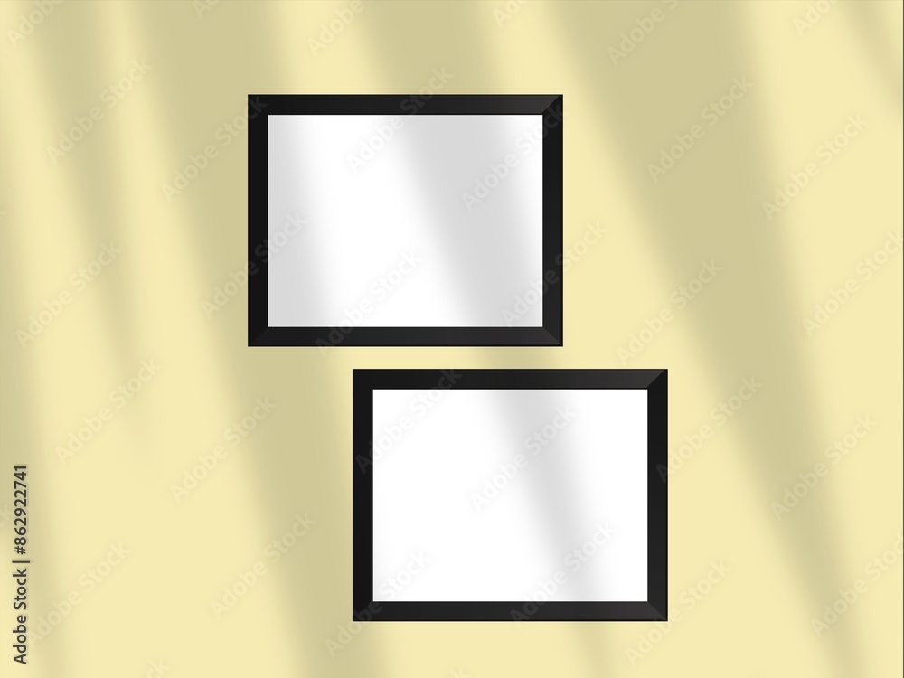Frame mockup minimal with soft shadows and light overlay as template for design presentation