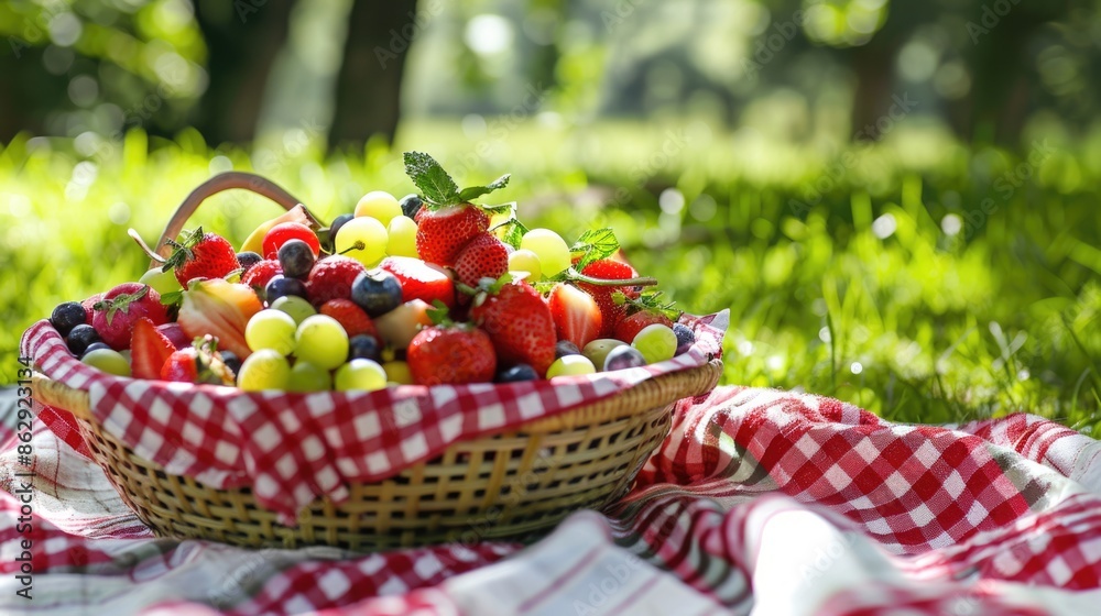 Fresh and Colorful Fruit Salad Delight at a Picnic Gathering