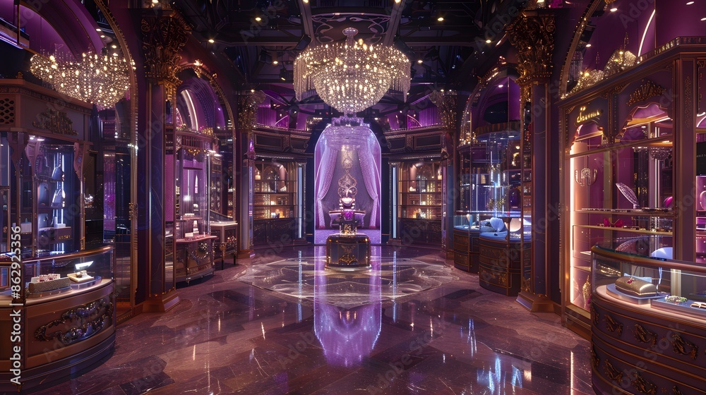 Obraz premium Stage podium with lighting, Stage Podium Scene with for Award Ceremony on blue Background.