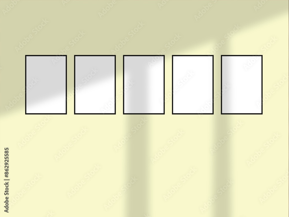 Blank mockup frame photo modern and minimal with soft shadows and light overlay as template for design presentation.