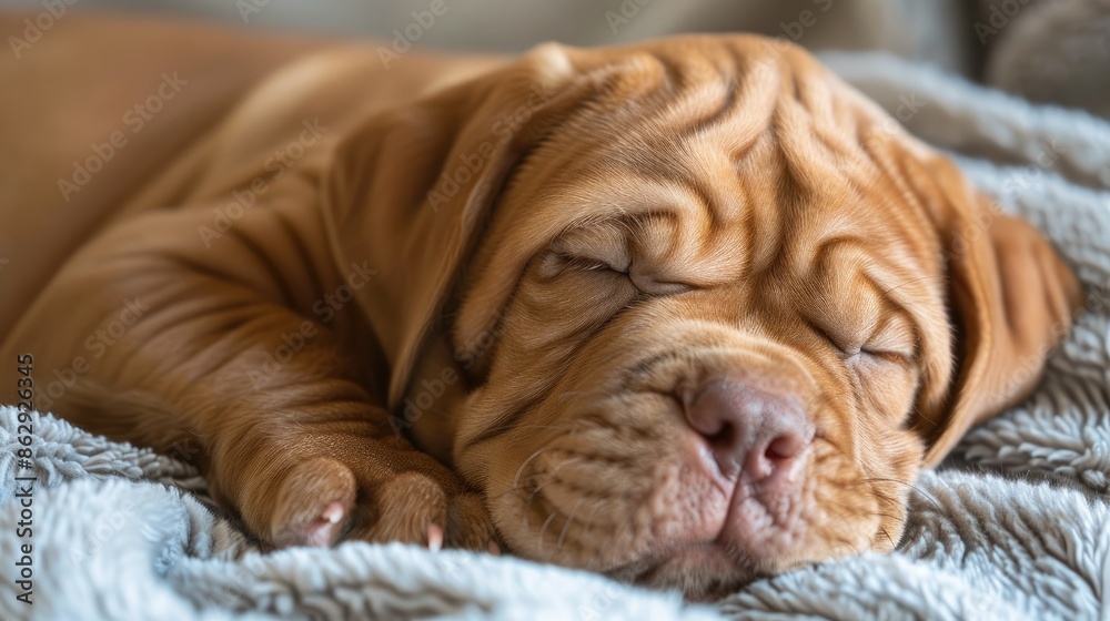 10 week old Dogue de Bordeaux puppy resting 10 week old Dogue de Bordeaux puppy resting