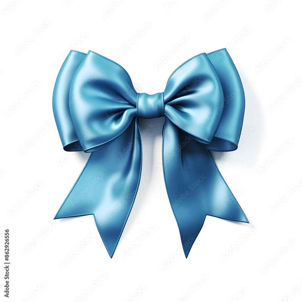 Naklejka premium Blue silky bow isolated on white background