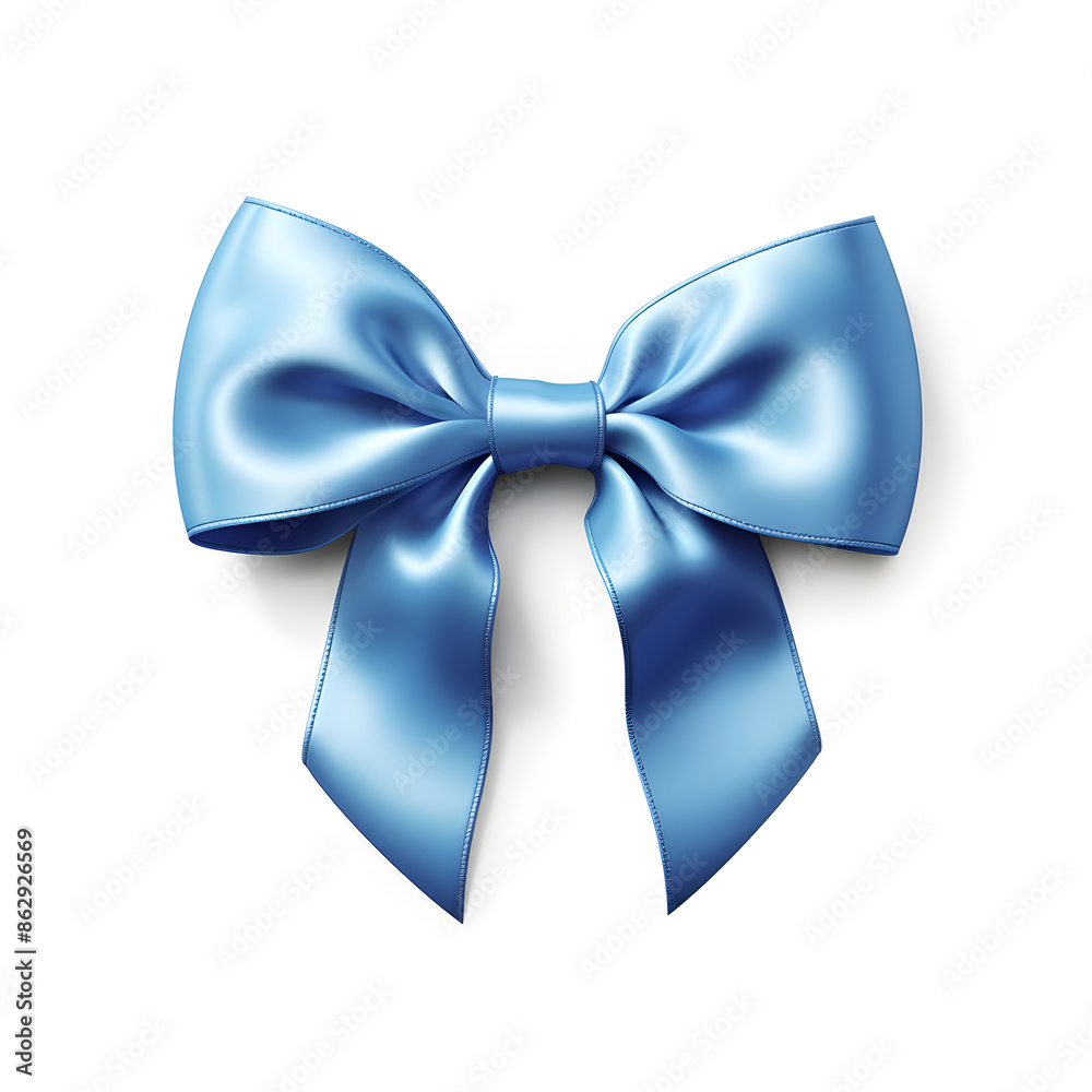 Blue silky bow isolated on white background Blue silky bow isolated on white background