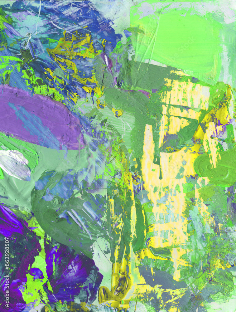 Fototapeta premium Artist's palette, palette knife painting. Abstract background with many different colors and paint stains