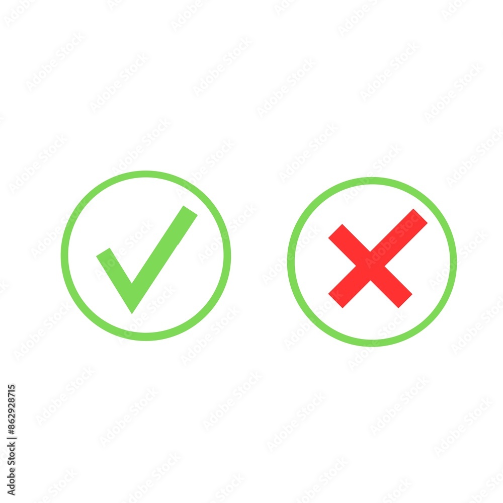 Green check mark and red cross symbol. Set check mark and cross. illustartion Green check mark and red cross symbol. Set check mark and cross. illustartion