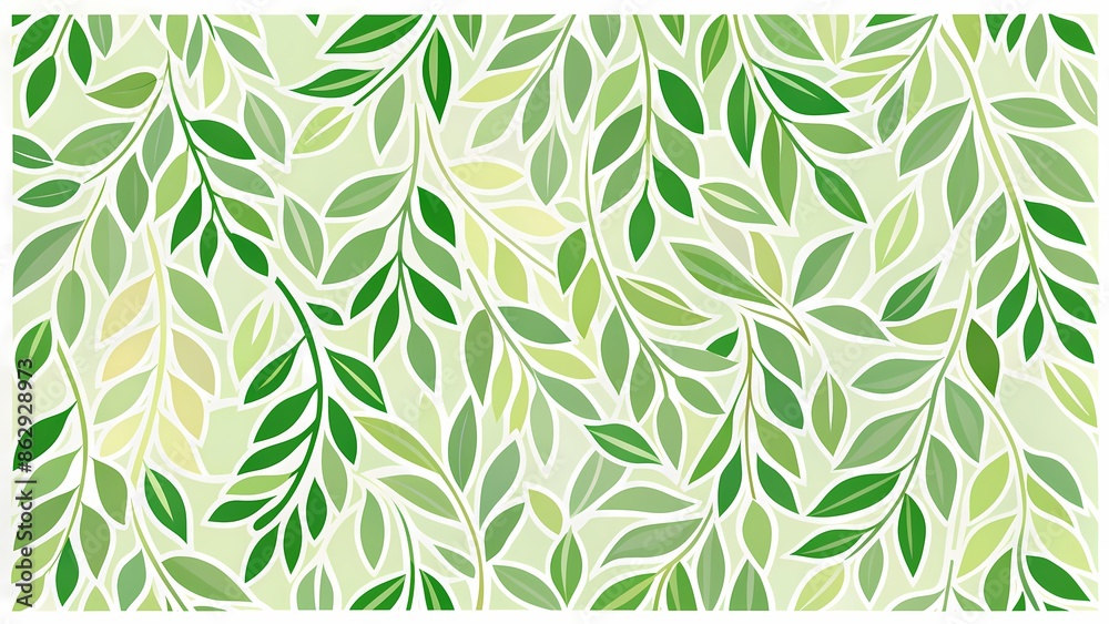 Fototapeta premium Modern Abstract Botanical Art with Green Leaves - Nature-Inspired, Floral Design, Geometric Patterns, Fresh Green Tones, Contemporary, Minimalist, High-Resolution, Decorative Background