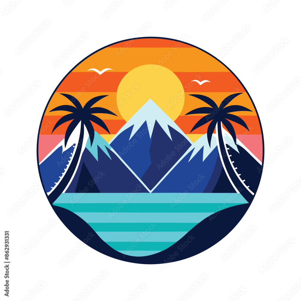 Obraz premium sunset icon vector art color design