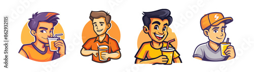 character of man drink orange juice 