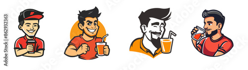 character of man drink orange juice 