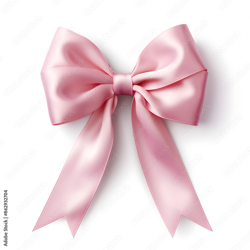 Pink silky bow and ribbon isolated on white background Pink silky bow and ribbon isolated on white background