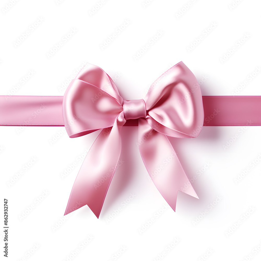 Pink silky bow and ribbon isolated on white background Pink silky bow and ribbon isolated on white background