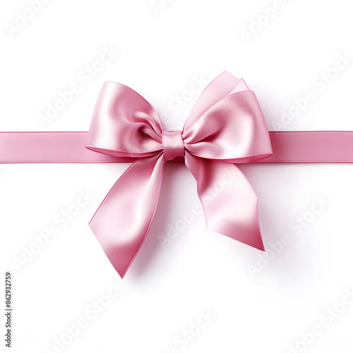 Pink silky bow and ribbon isolated on white background