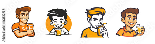 character of man drink orange juice 