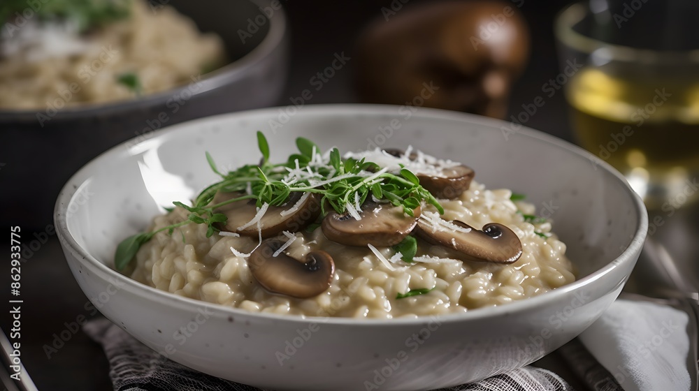 Close up view of appetizing mushroom risotto. Close up view of appetizing mushroom risotto.