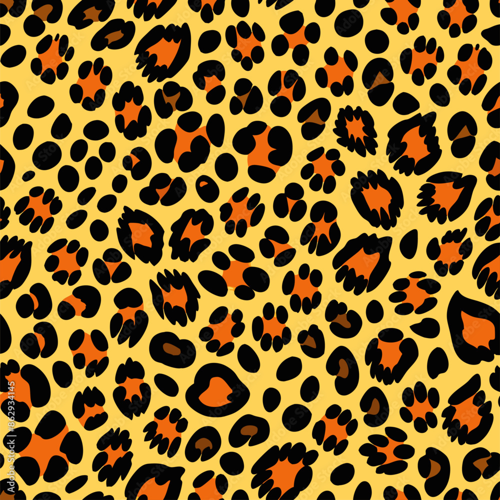 Seamless leopard print pattern in yellow, black, and brown. Ideal for fashion design, textiles, backgrounds, and decor Seamless leopard print pattern in yellow, black, and brown. Ideal for fashion design, textiles, backgrounds, and decor