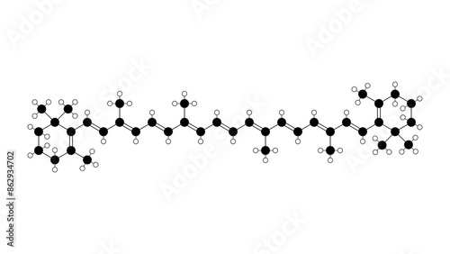 Tableau sur toile beta-carotene molecule, structural chemical formula, ball-and-stick model, isola