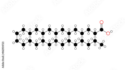 montanic acid molecule, structural chemical formula, ball-and-stick model, isolated image glazing agent e912 photo